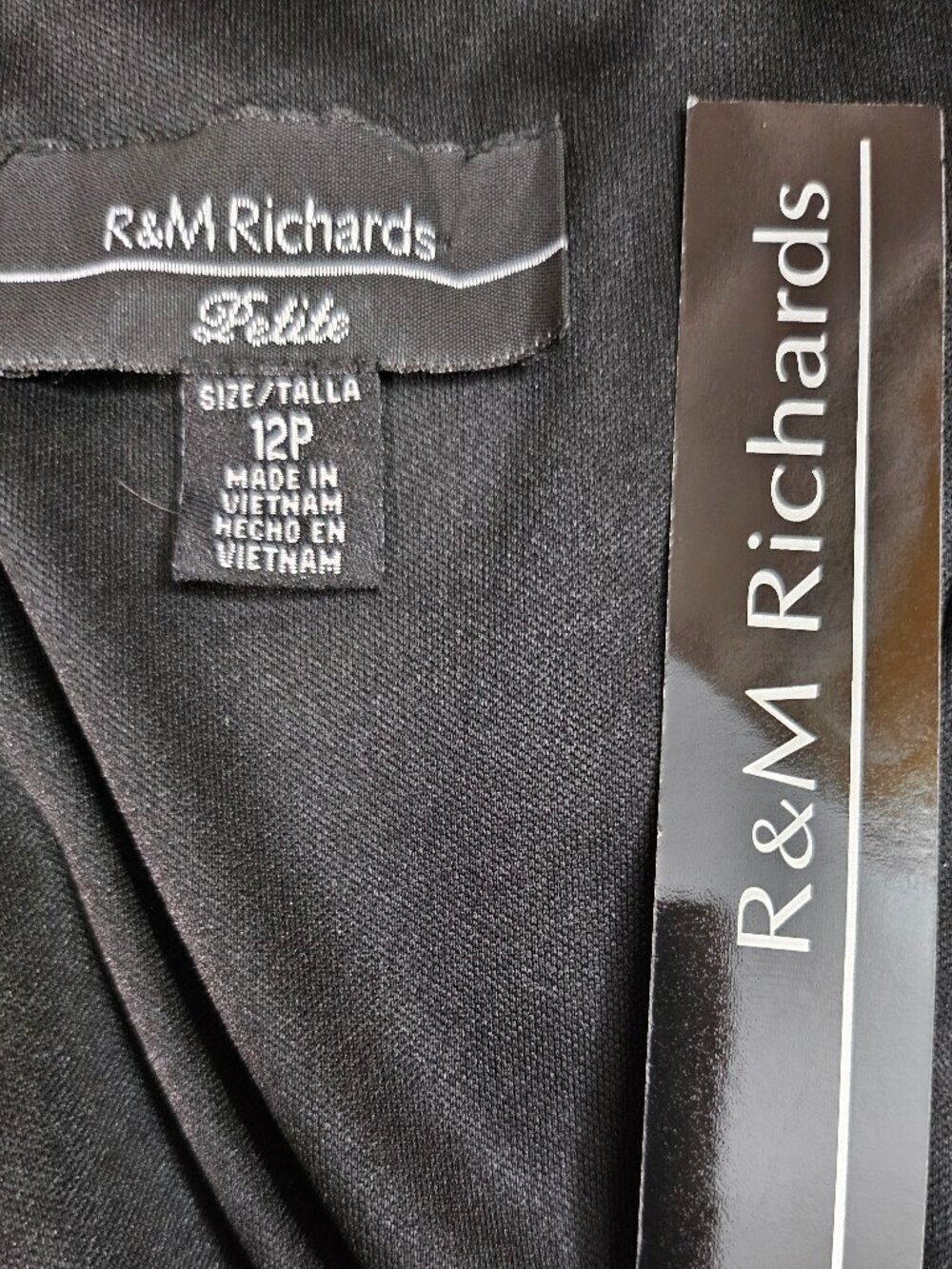 R&M Richards Petite One Shoulder Sequin Overlay Jumpsuit Black 12P 5871P - Picture 6 of 6